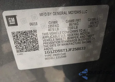 2018 Chevrolet Malibu Lt from USA, damaged, VIN 1G1ZD5ST1JF258633